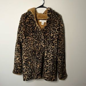 Reversible cheetah workshop jacket coat furry XS